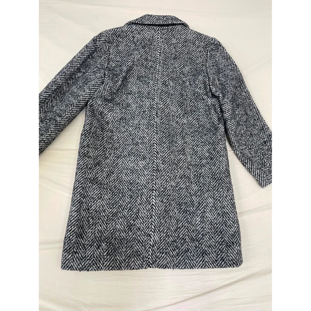 Cat & Jack Girls Black White Herringbone Overcoat Jacket Size L 10-12